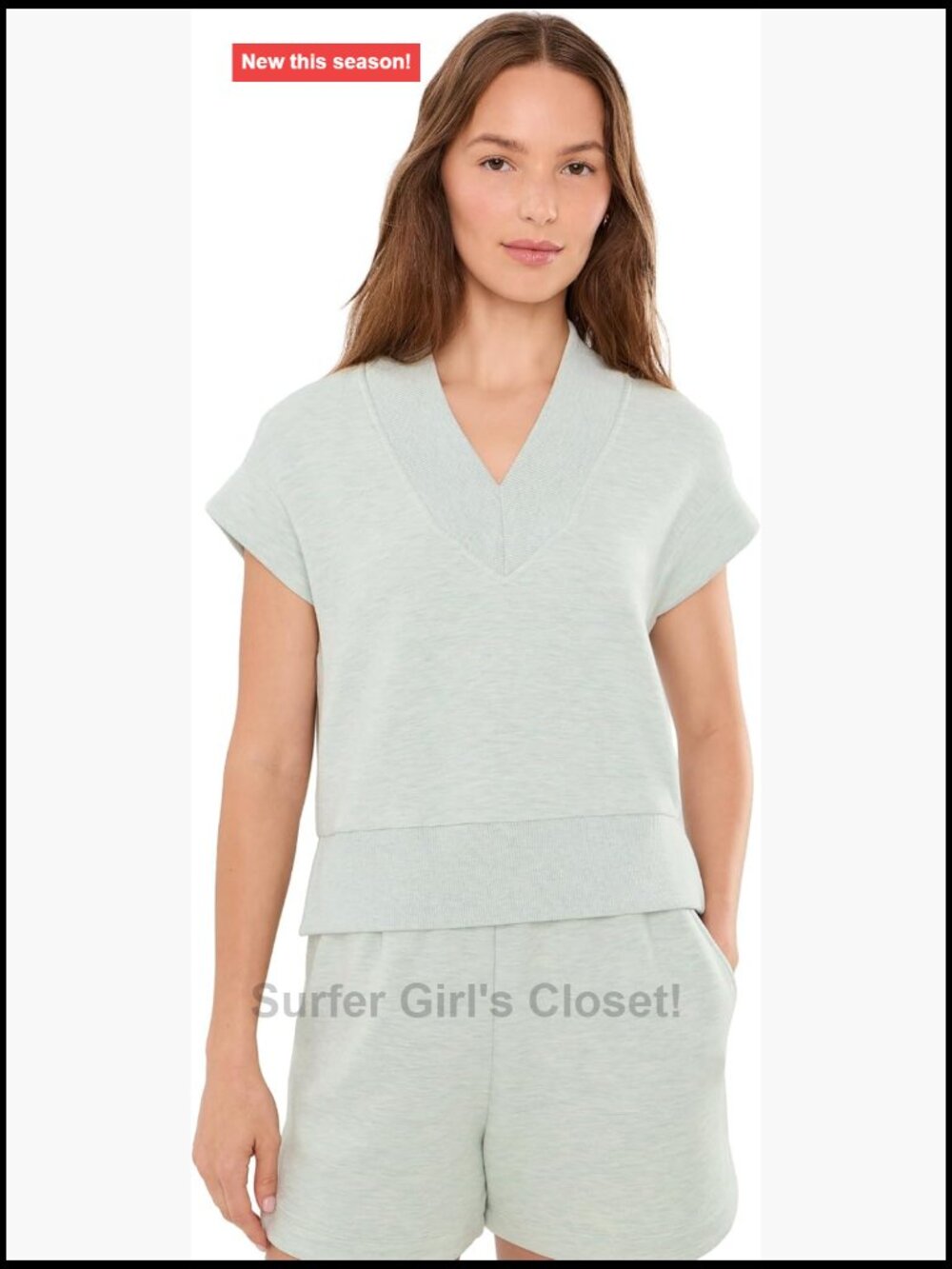 Viscose Blend Ribbed Trim Tank Top V-Neck Split Hem Relaxed Fit